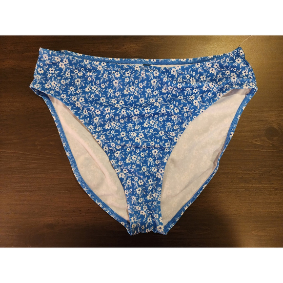 Tahari 2 piece Set Swimsuit Bathing Suit Off Shoulder LARGE Blue White Floral - Picture 8 of 16